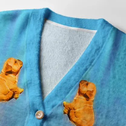 Tokyo-Tiger Funny Dog：Goodbye Earth Hello Chaos Ugly Cardigan Sweater