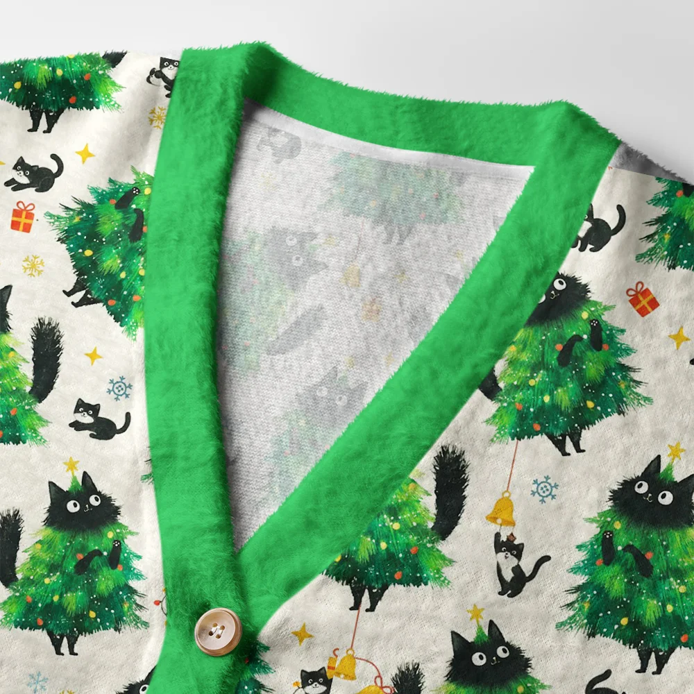 Tokyo-Tiger Christmas Tree Cat Japan Ugly Cardigan Sweater