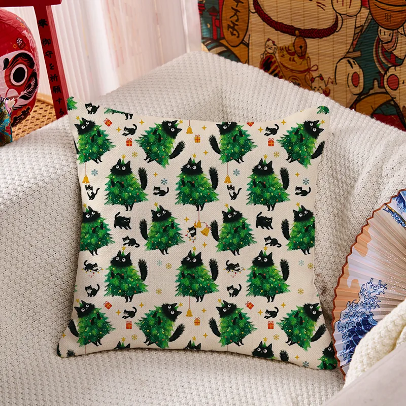 Tokyo-Tiger Christmas Tree Cat Japan Cushion Pillow