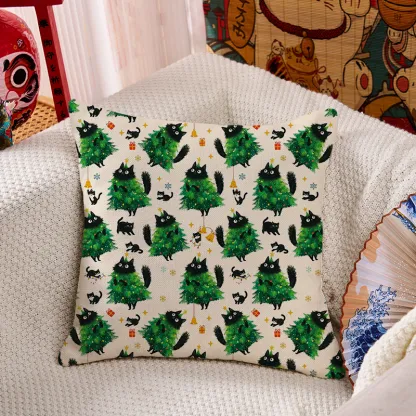 Tokyo-Tiger Christmas Tree Cat Japan Cushion Pillow