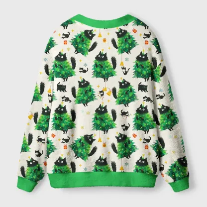 Tokyo-Tiger Christmas Tree Cat Japan Ugly Cardigan Sweater