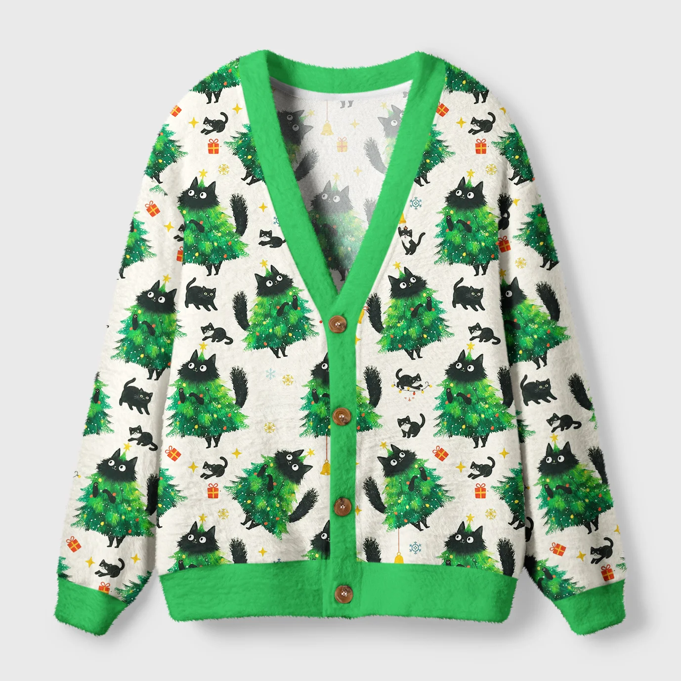 Tokyo-Tiger Christmas Tree Cat Japan Ugly Cardigan Sweater