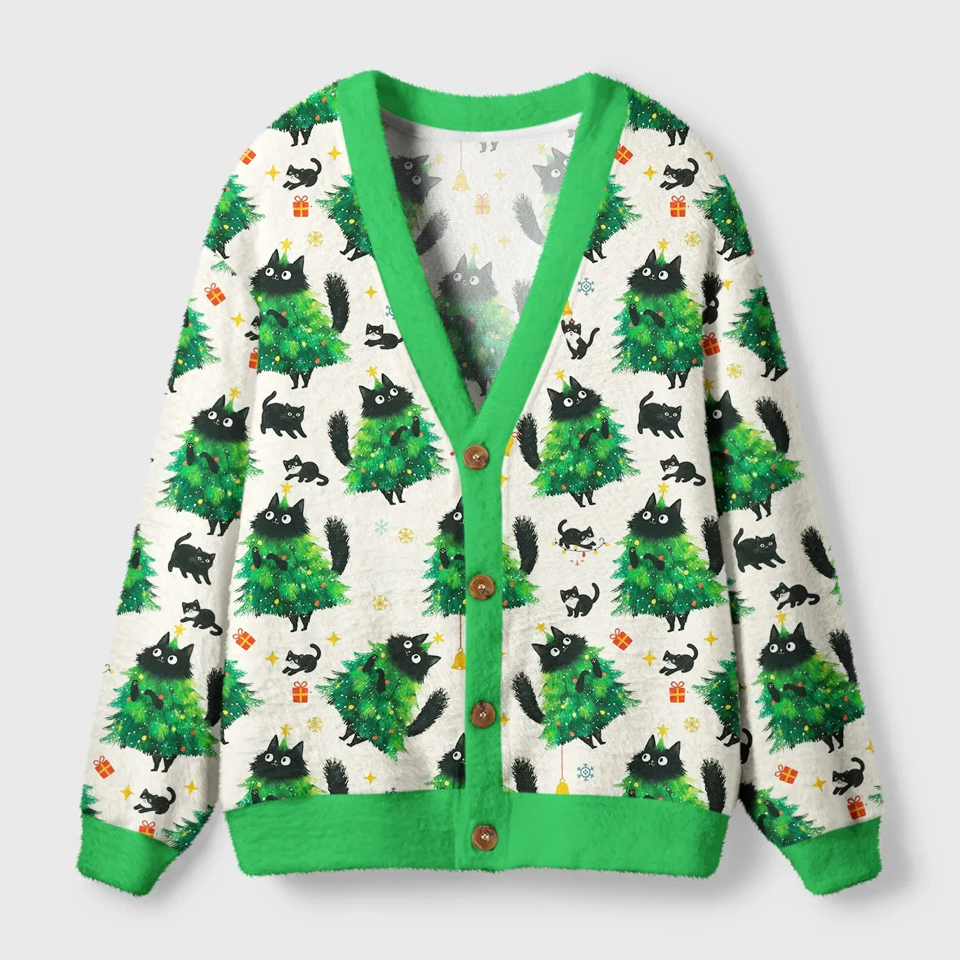 Tokyo-Tiger Christmas Tree Cat Japan Ugly Cardigan Sweater