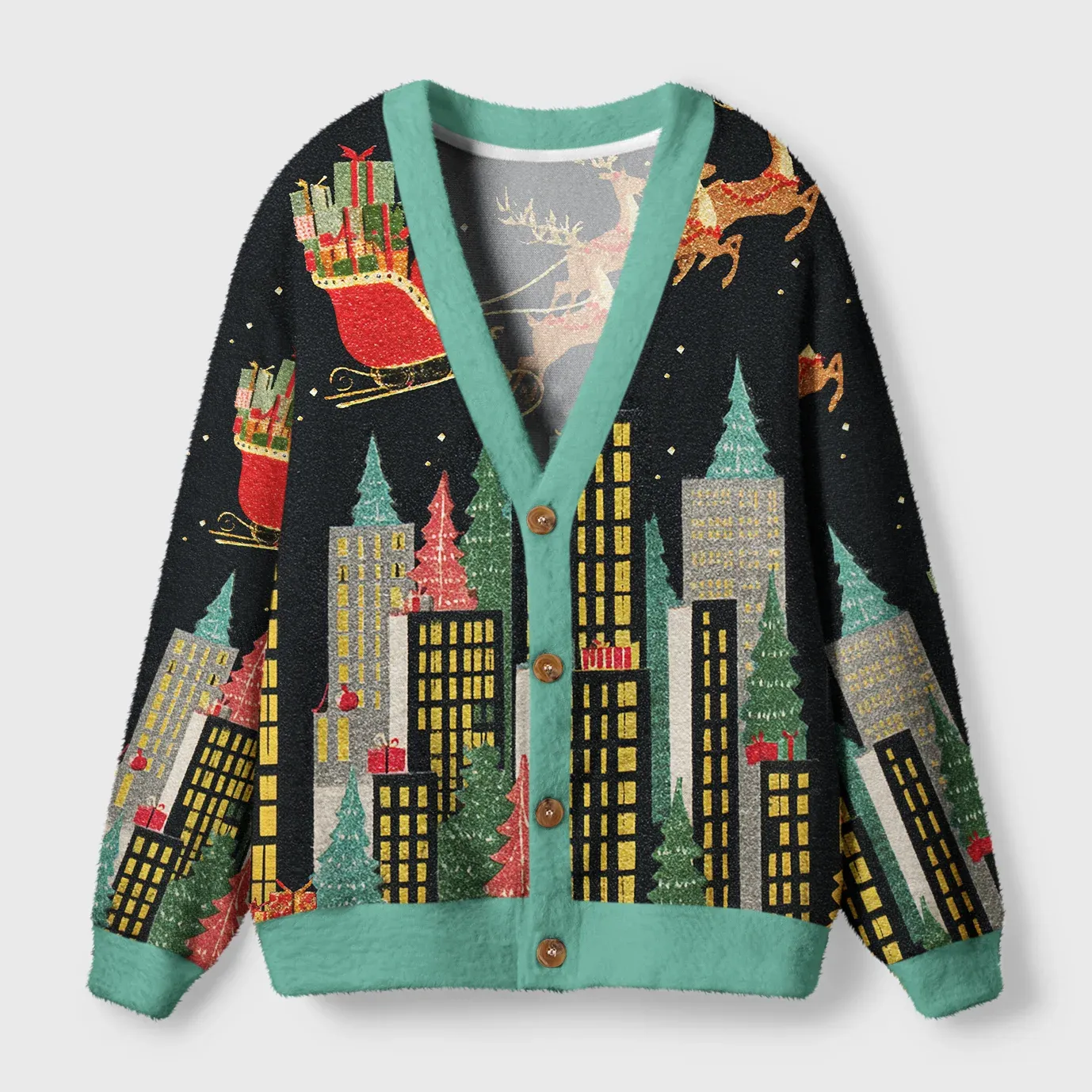 Tokyo-Tiger Santa’s Midnight Flight Ugly Cardigan Sweater Sale