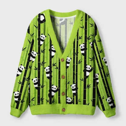 Tokyo-Tiger Bamboo Forest And Panda Ugly Cardigan Sweater