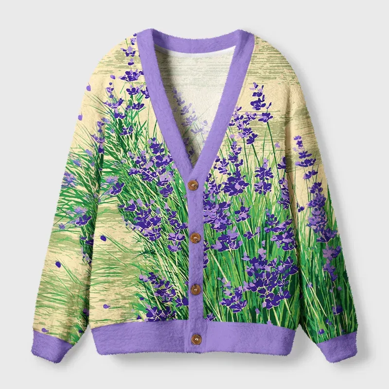 Tokyo-Tiger Lavender Meadow Ugly Cardigan Sweater Sale