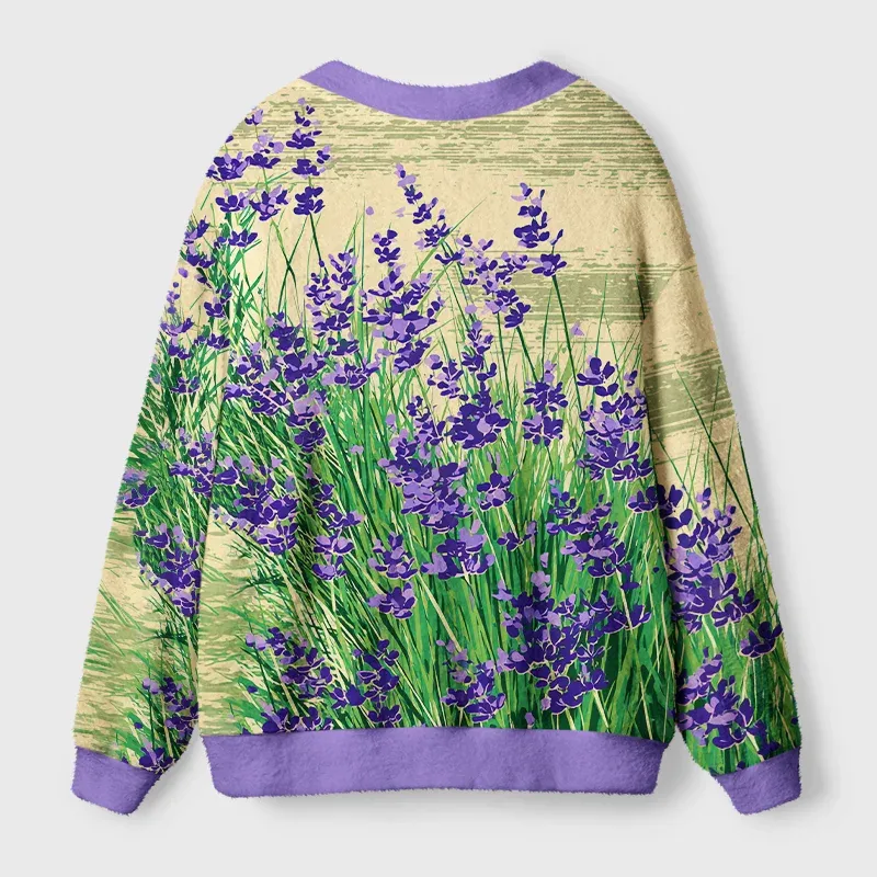 Tokyo-Tiger Lavender Meadow Ugly Cardigan Sweater