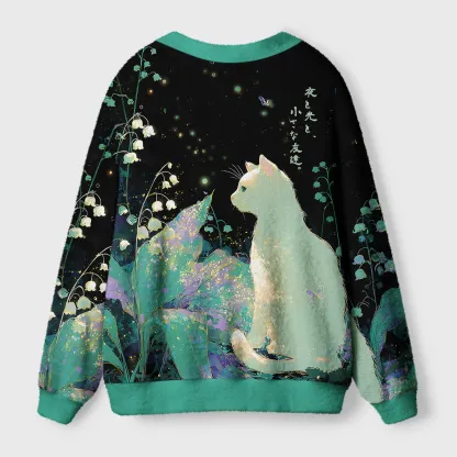 Tokyo-Tiger Night, Light, and a Little Friend Ugly Cardigan Sweater