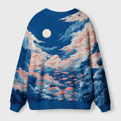 Tokyo-Tiger Fish Soaring In The Sky Ugly Cardigan Sweater