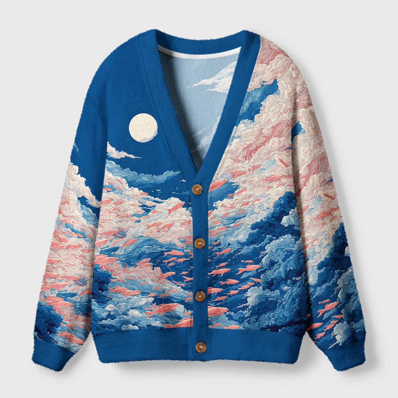 Tokyo-Tiger Fish Soaring In The Sky Ugly Cardigan Sweater Sale