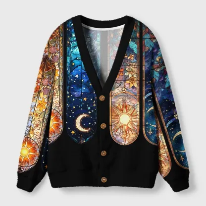 Tokyo-Tiger Sanctum of Sun, Moon, and Stars Ugly Cardigan Sweater