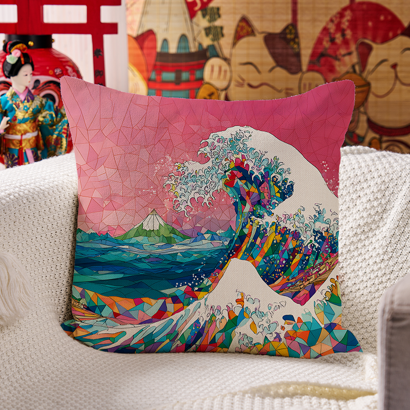 Tokyo-Tiger Colorful Prismatic Wave Cushion Pillow