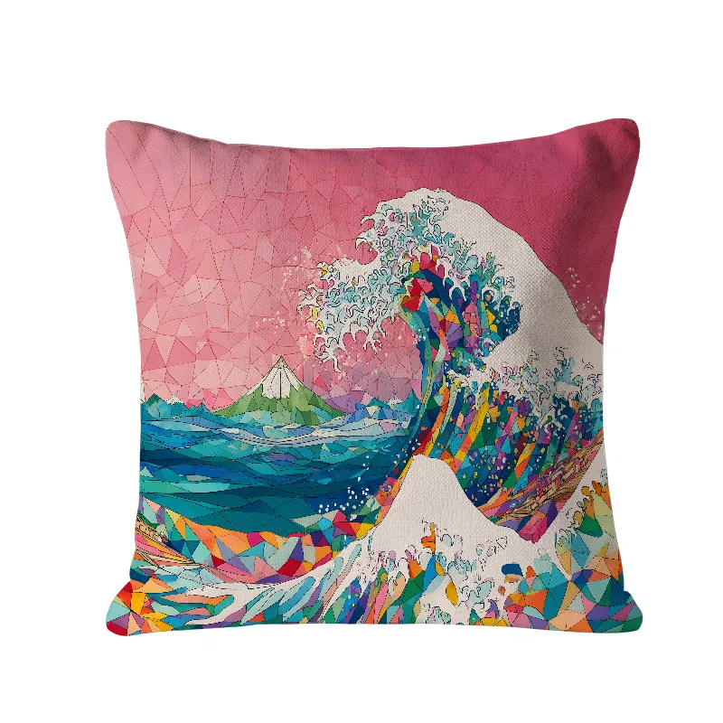 Tokyo-Tiger Colorful Prismatic Wave Cushion Pillow