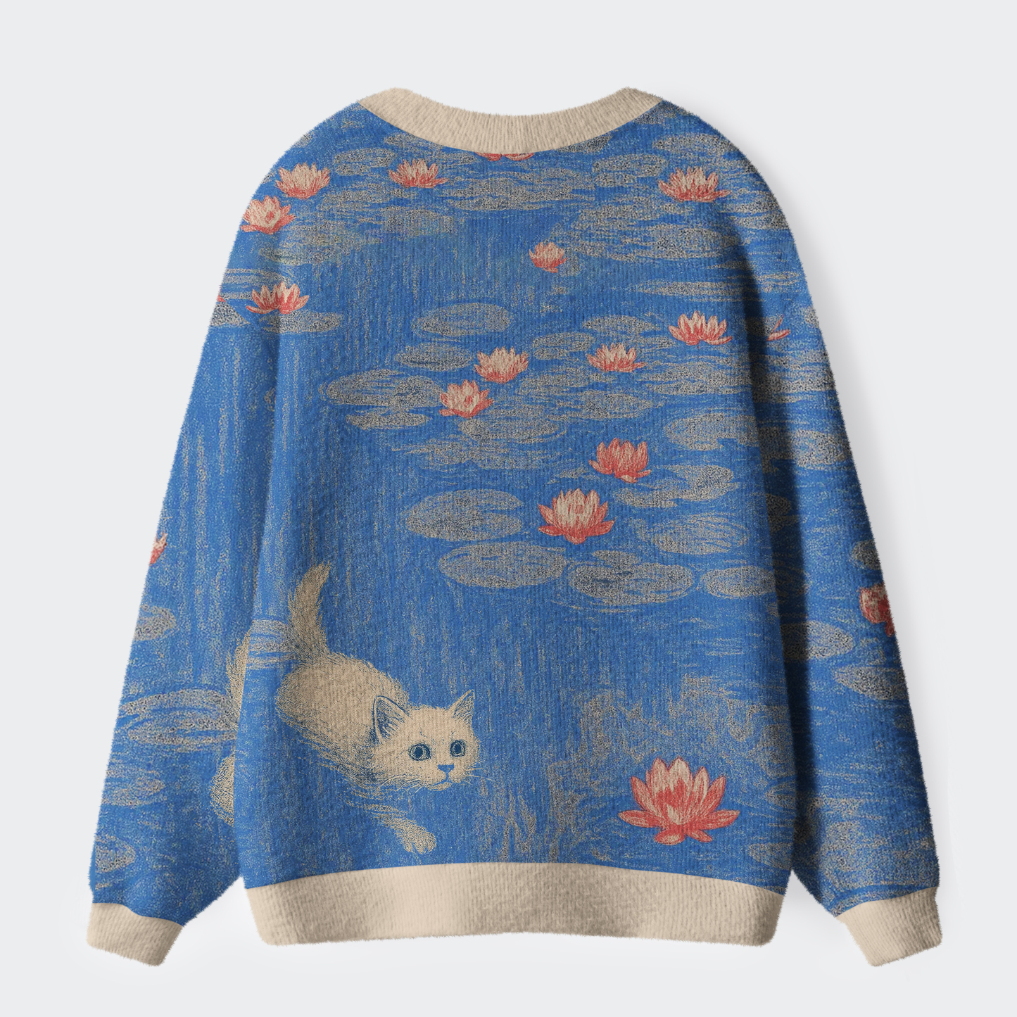 Tokyo-Tiger Monet’s Water Garden Ugly Cardigan Sweater