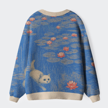 Tokyo-Tiger Monet’s Water Garden Ugly Cardigan Sweater