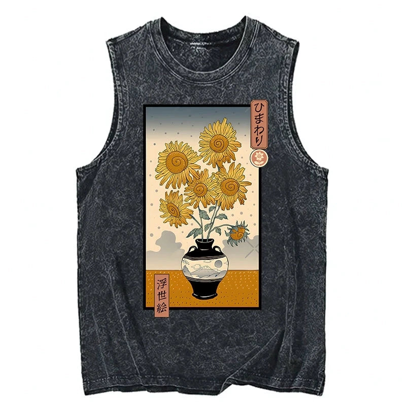 Tokyo-Tiger Sunflowers Ukiyo-e Tank