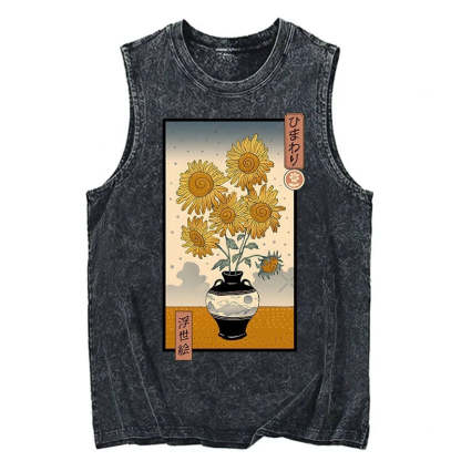 Tokyo-Tiger Sunflowers Ukiyo-e Tank