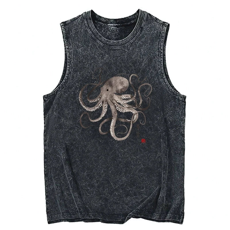 Tokyo-Tiger Octopus Japanese Calligraphy Tank