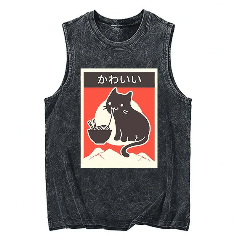 Tokyo-Tiger Kawaii Vintage Ramen Cat Tank Sale