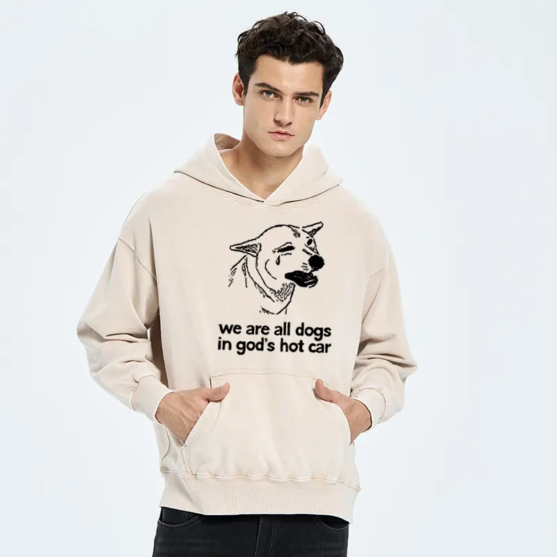 Tokyo-Tiger Sad Dog Funny Washed Hoodie