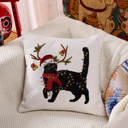 Tokyo-Tiger Christmas Black Cat Cushion Pillow