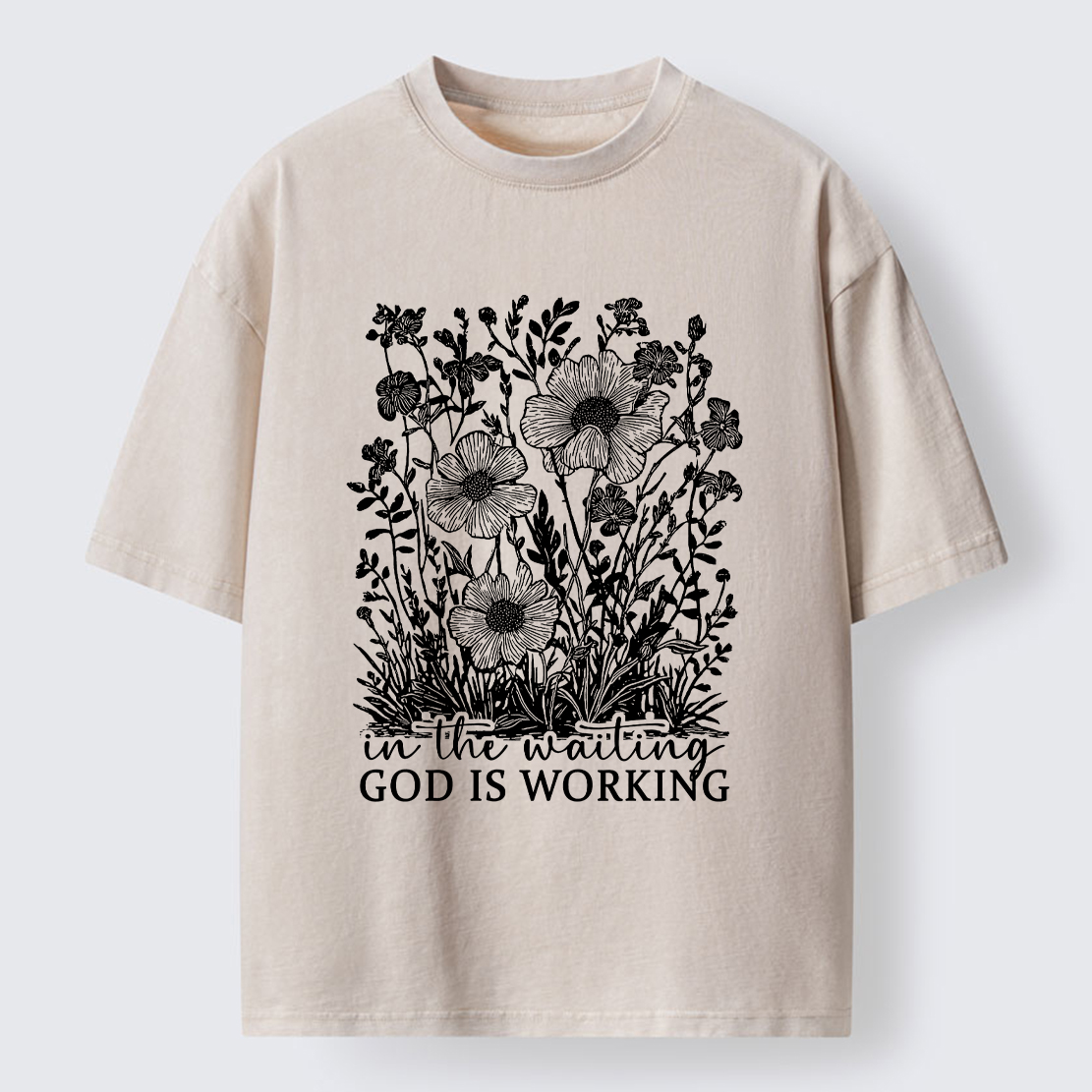 Tokyo-Tiger Vintage Flower:In the waiting God is working Washed T-Shirt
