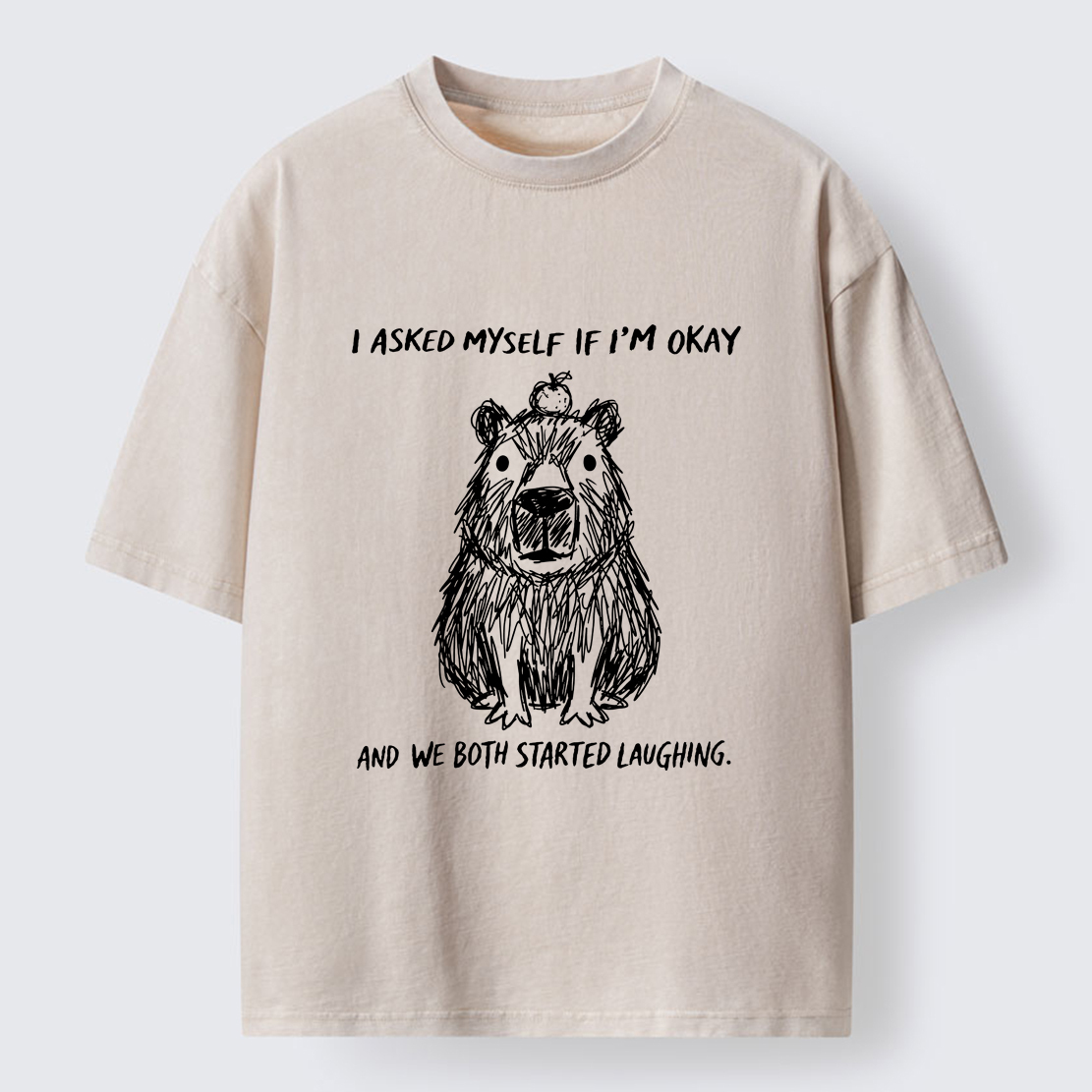 Tokyo-Tiger The Line Capybara：I Asked Myself If I'm Okay Washed T-Shirt