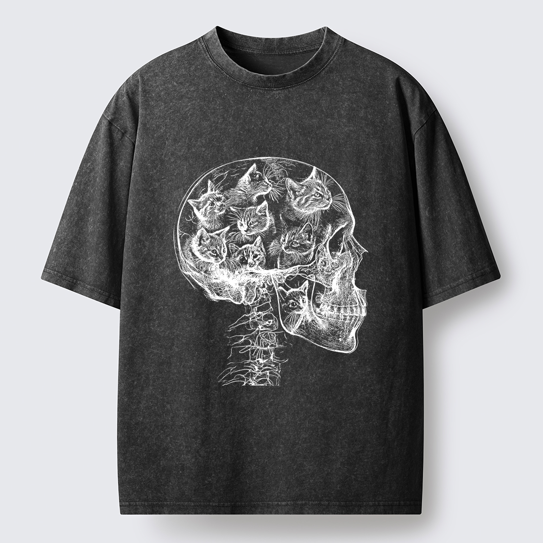 Tokyo-Tiger Mind Full Of Cats Washed T-Shirt