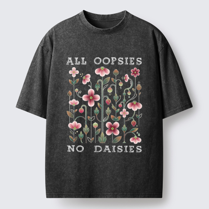 Tokyo-Tiger Funny Flower：All Oopsies No Daisies Washed T-Shirt