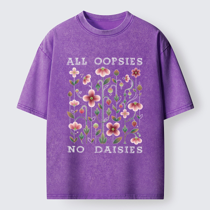 Tokyo-Tiger Funny Flower：All Oopsies No Daisies Washed T-Shirt