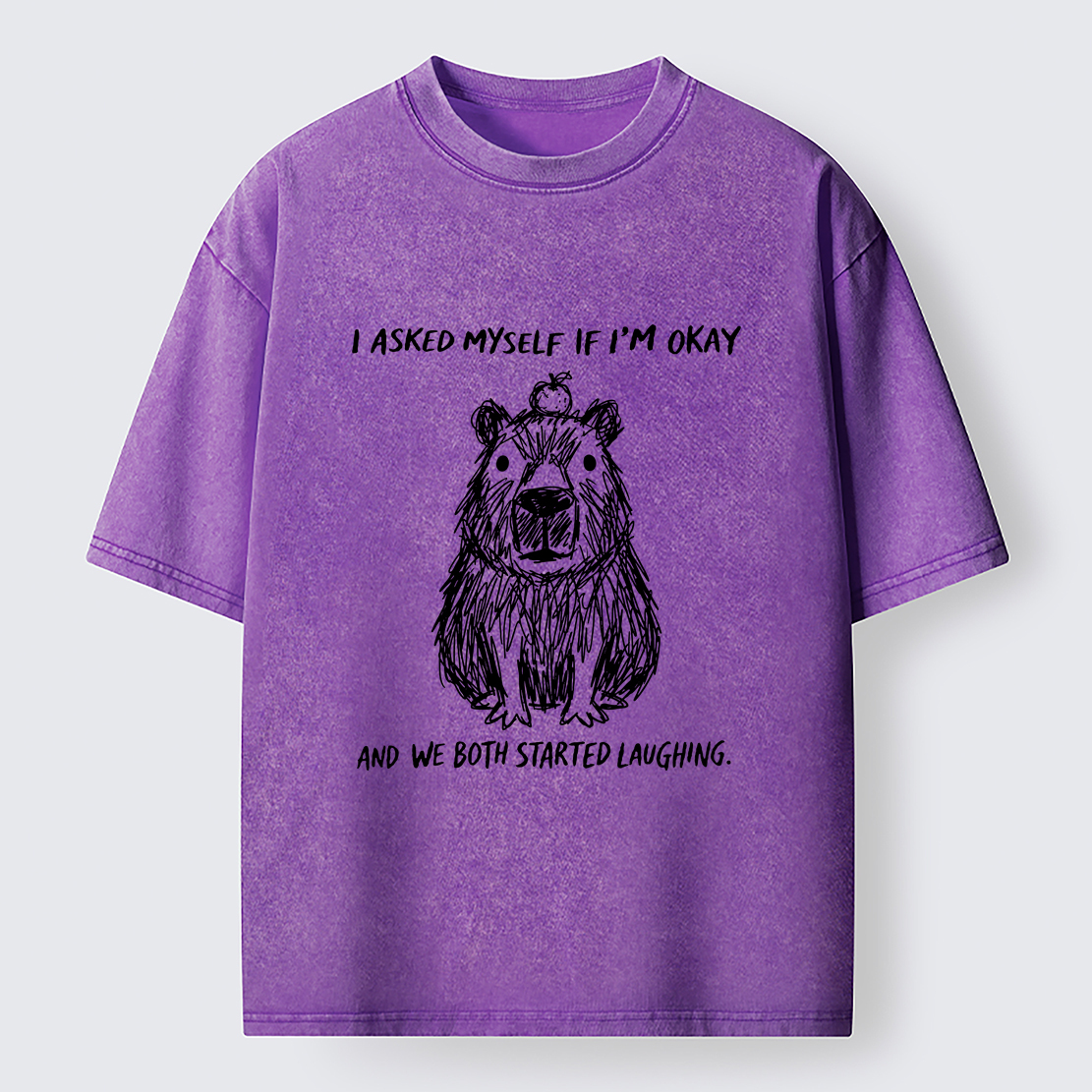 Tokyo-Tiger The Line Capybara：I Asked Myself If I'm Okay Washed T-Shirt