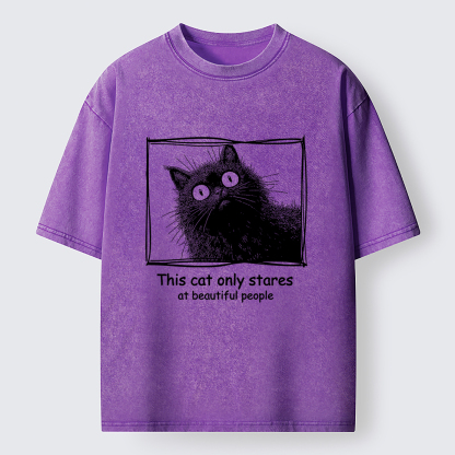 Tokyo-Tiger The Cat Stares At Beautiful People Washed T-Shirt