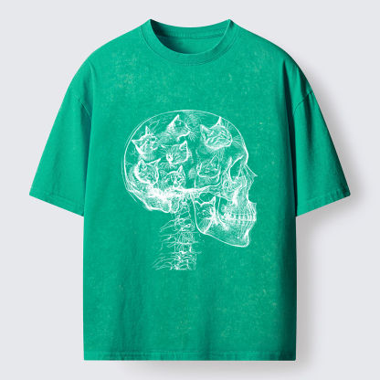 Tokyo-Tiger Mind Full Of Cats Washed T-Shirt