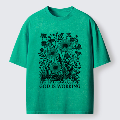 Tokyo-Tiger Vintage Flower:In the waiting God is working Washed T-Shirt