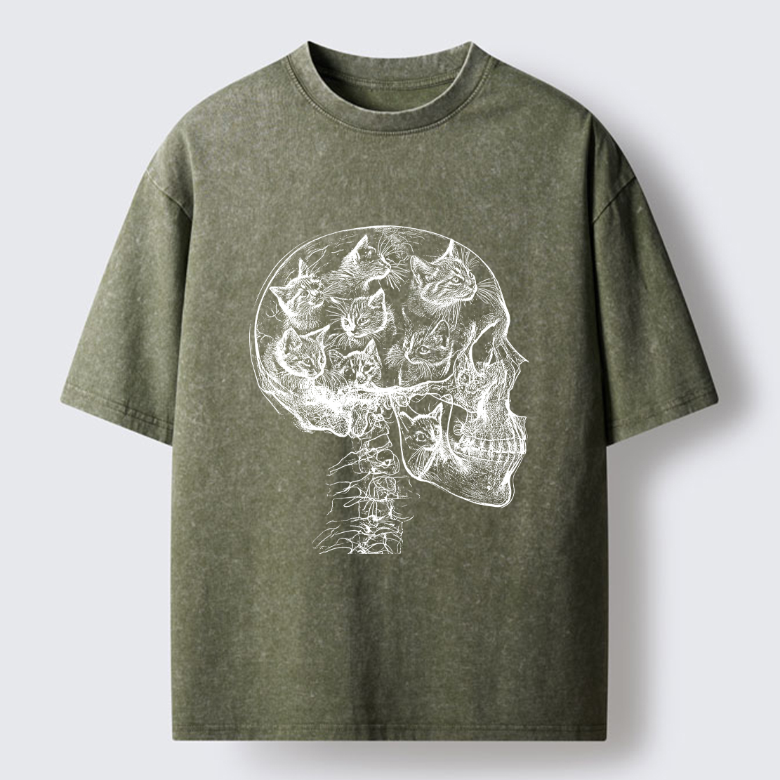 Tokyo-Tiger Mind Full Of Cats Washed T-Shirt