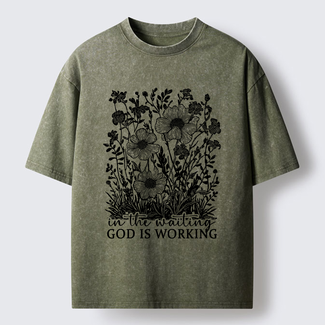 Tokyo-Tiger Vintage Flower:In the waiting God is working Washed T-Shirt