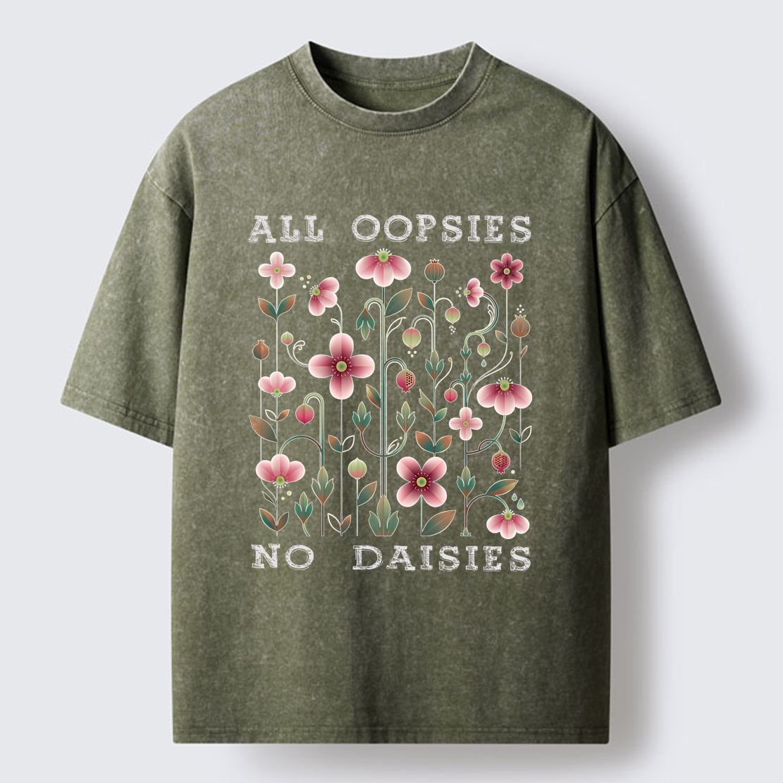 Tokyo-Tiger Funny Flower：All Oopsies No Daisies Washed T-Shirt
