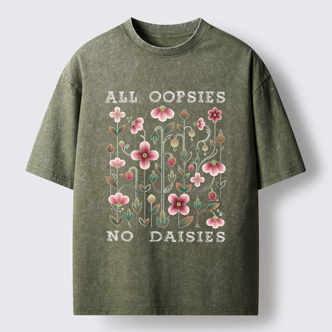 Tokyo-Tiger Funny Flower：All Oopsies No Daisies Washed T-Shirt