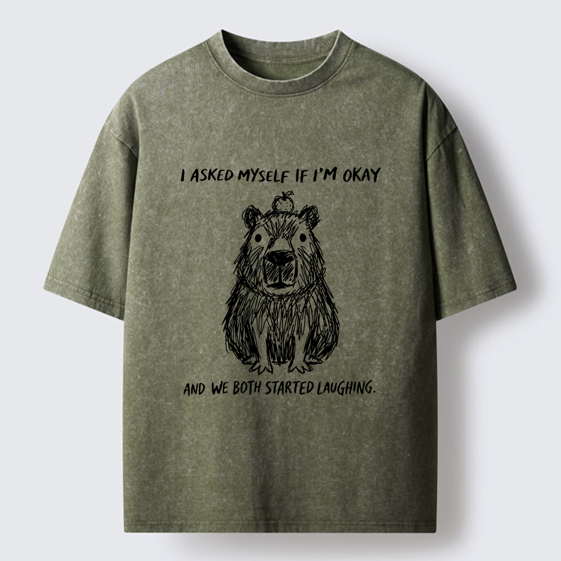 Tokyo-Tiger The Line Capybara：I Asked Myself If I'm Okay Washed T-Shirt