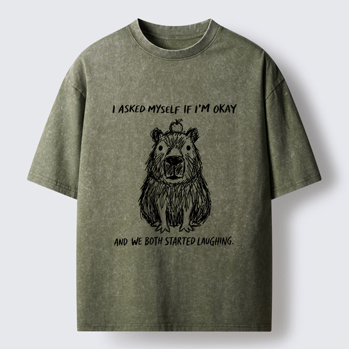 Tokyo-Tiger The Line Capybara：I Asked Myself If I'm Okay Washed T-Shirt