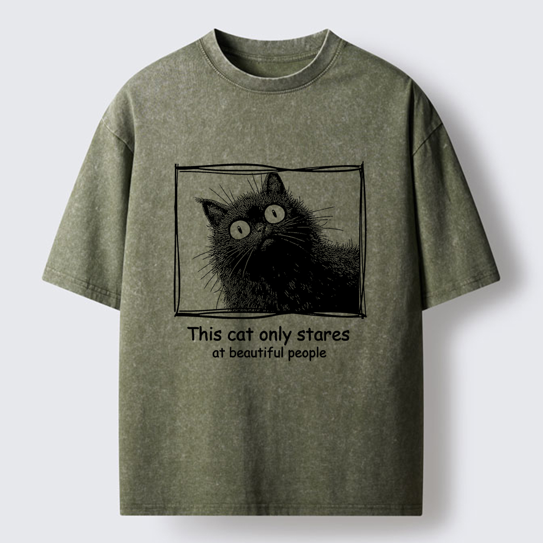 Tokyo-Tiger The Cat Stares At Beautiful People Washed T-Shirt