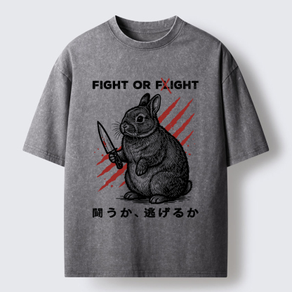 Tokyo-Tiger Funny Rabbit：Fight Or Flight Washed T-Shirt