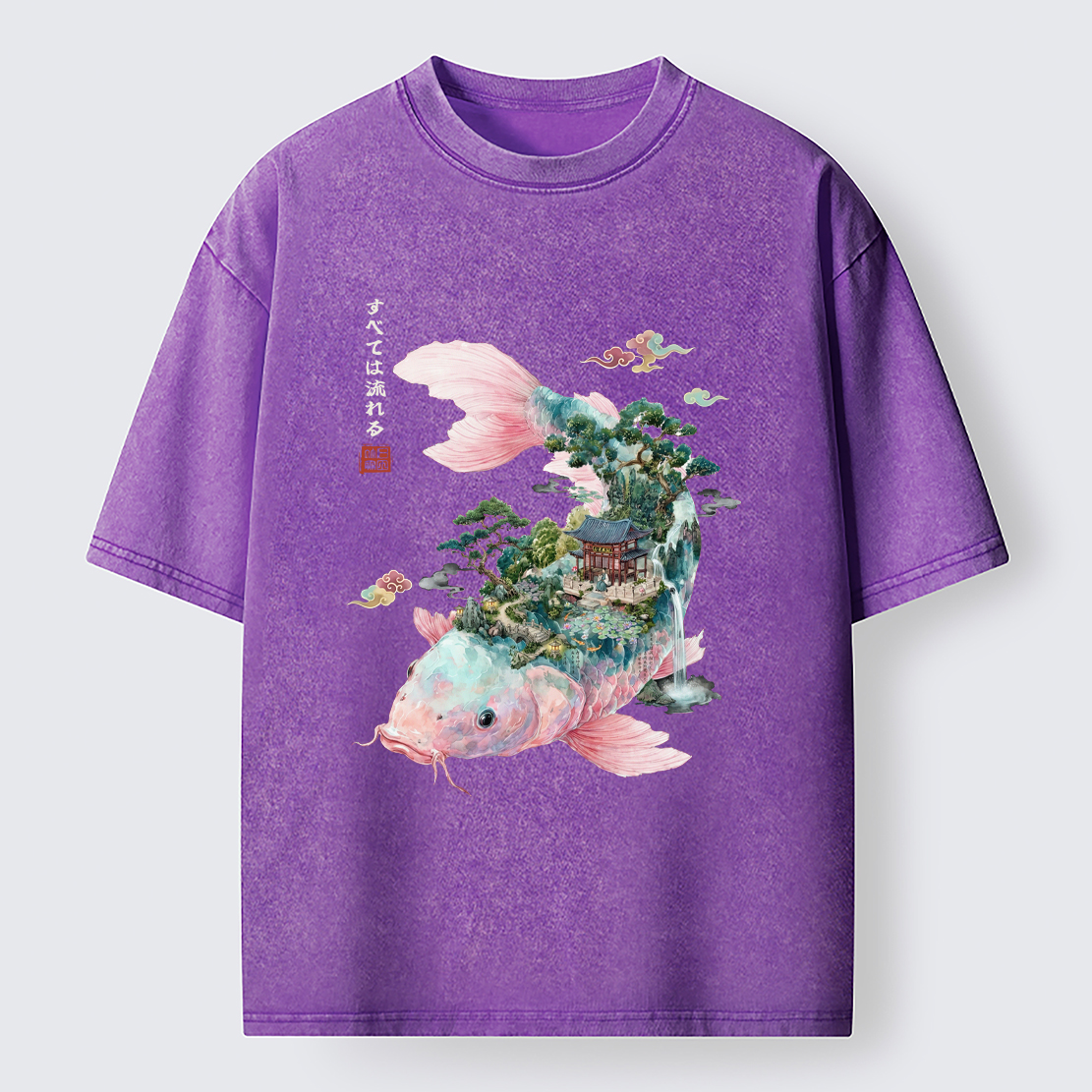 Tokyo-Tiger Journey Of The Flowing Koi Washed T-Shirt