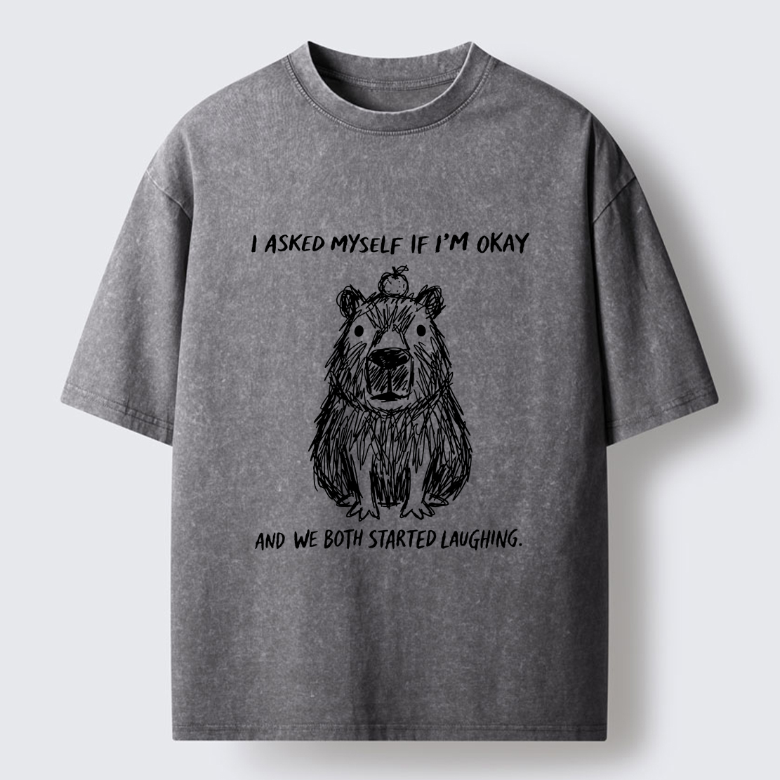 Tokyo-Tiger The Line Capybara：I Asked Myself If I'm Okay Washed T-Shirt
