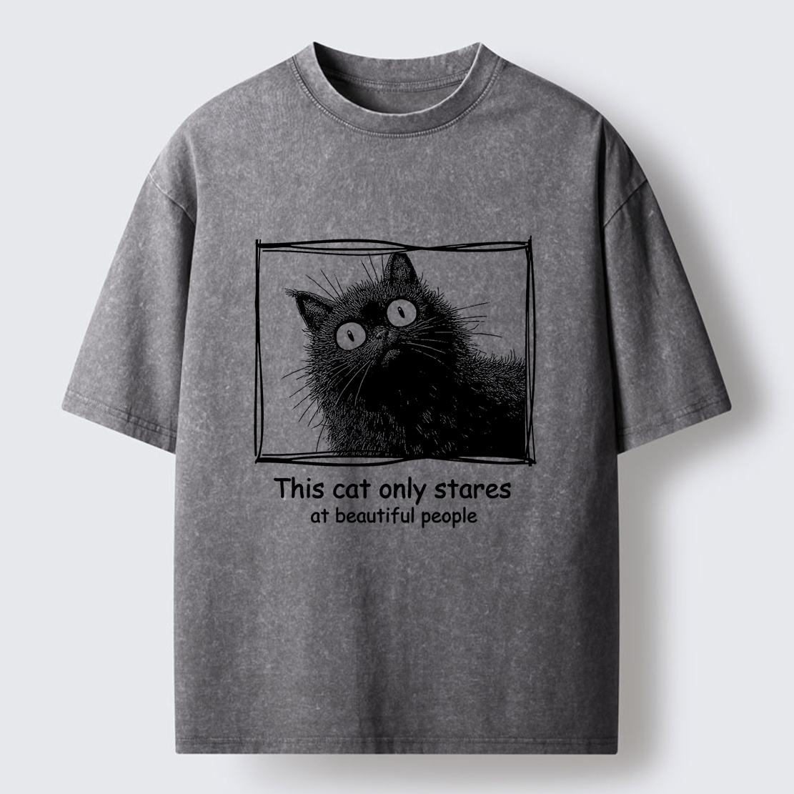 Tokyo-Tiger The Cat Stares At Beautiful People Washed T-Shirt