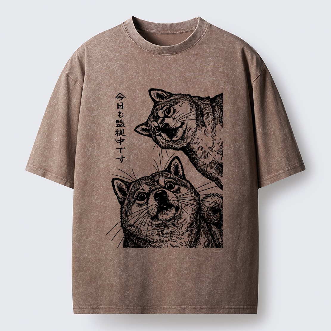 Tokyo-Tiger Two Dogs Are Watching You Washed T-Shirt