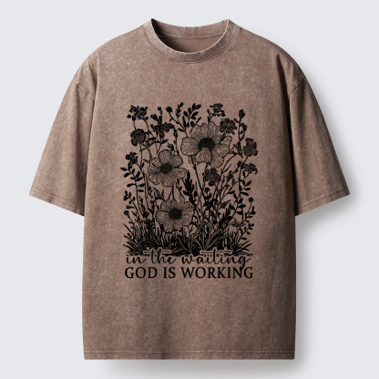 Tokyo-Tiger Vintage Flower:In the waiting God is working Washed T-Shirt