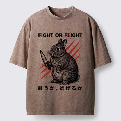 Tokyo-Tiger Funny Rabbit：Fight Or Flight Washed T-Shirt