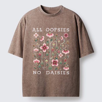 Tokyo-Tiger Funny Flower：All Oopsies No Daisies Washed T-Shirt