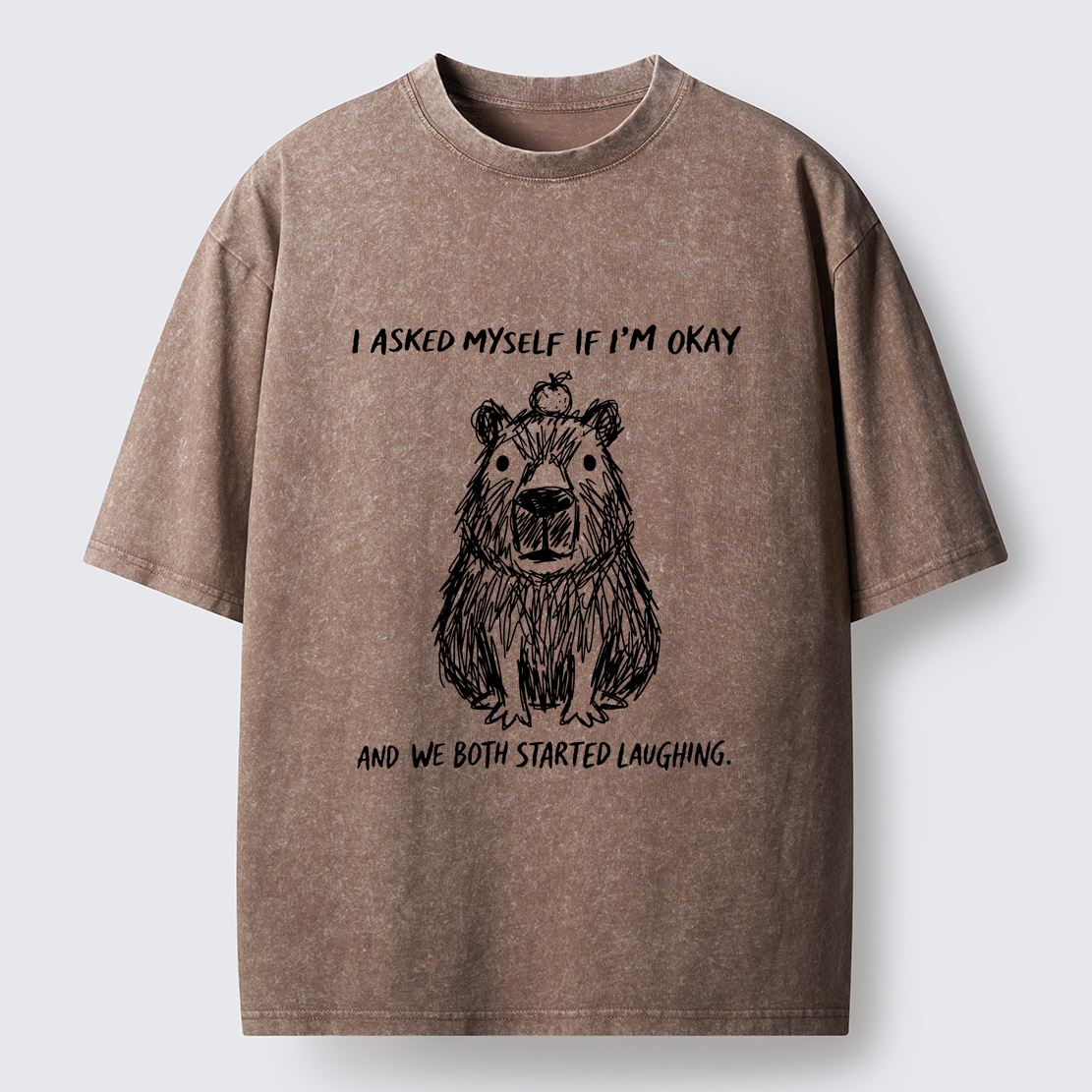 Tokyo-Tiger The Line Capybara：I Asked Myself If I'm Okay Washed T-Shirt